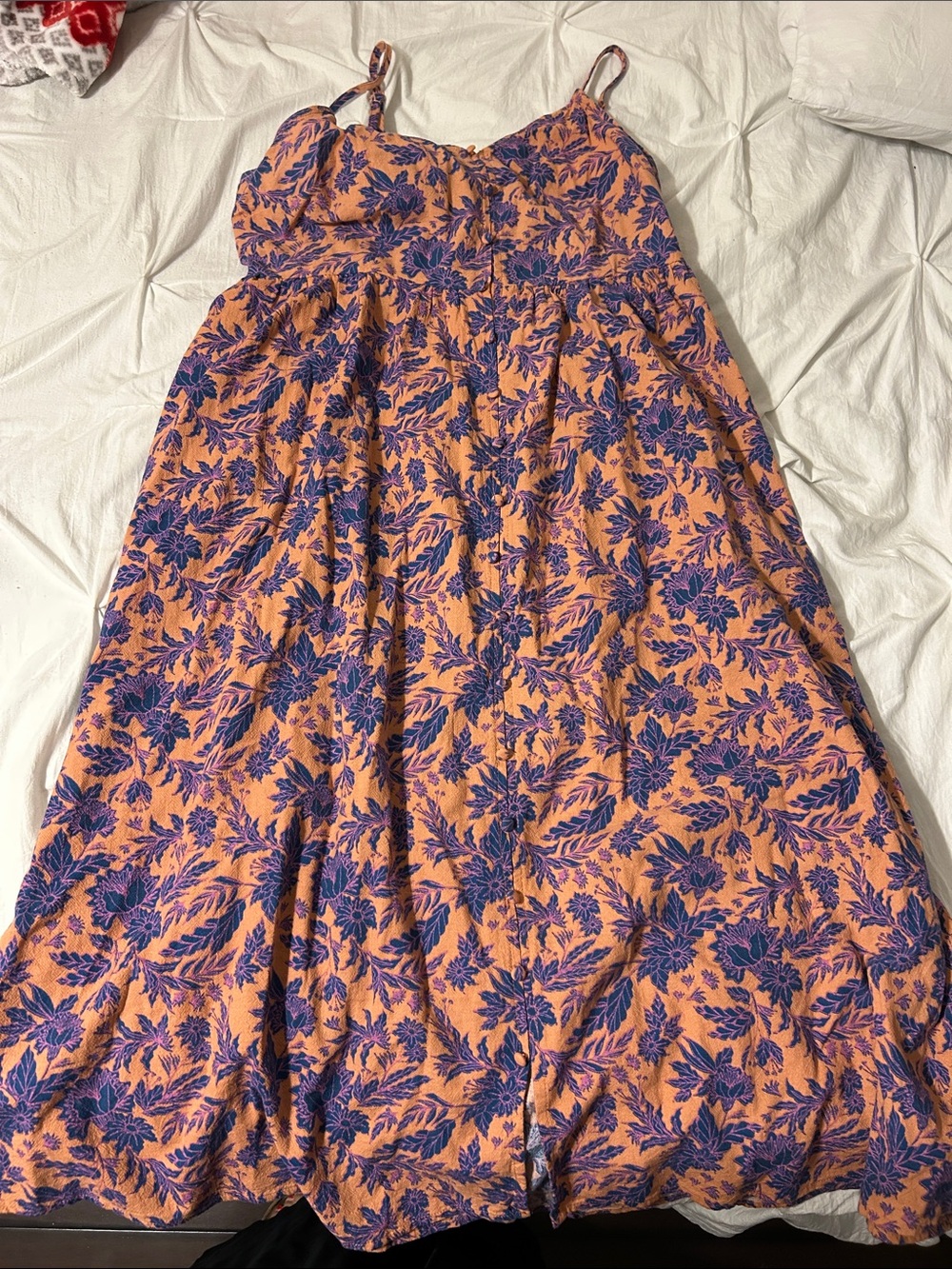 Universal Thread Peach Dress with Purple Floral Print